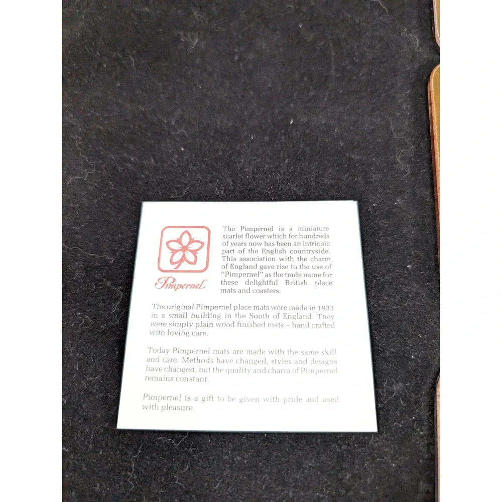 Pimpernel North American Wild Flowers Acrylic Coasters 6 Cork Back‎ England